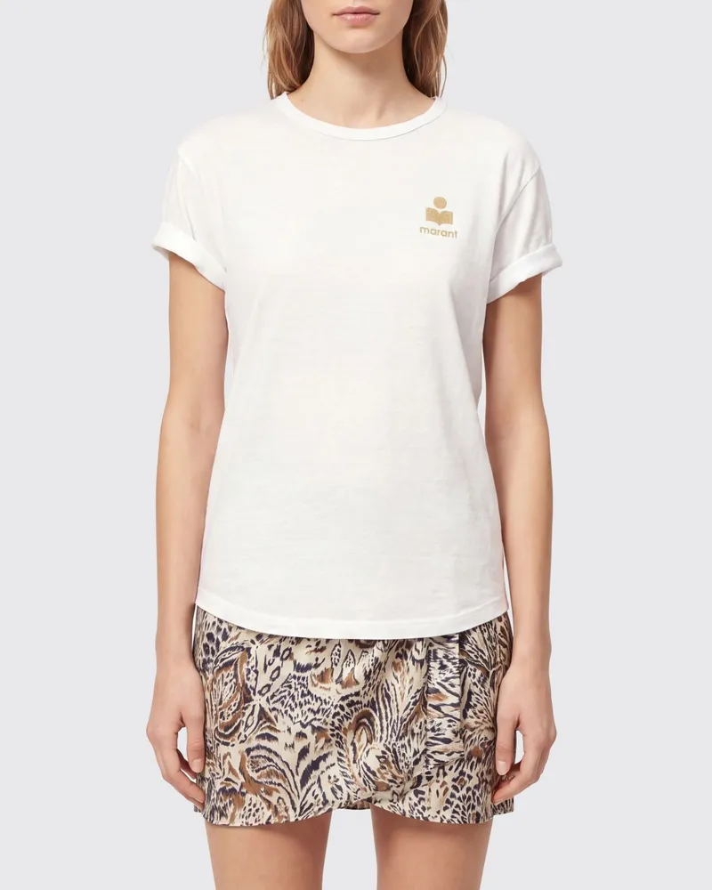 Étoile Isabel Marant Baumwoll-T-Shirt mit Kontrast-Logo Weiß