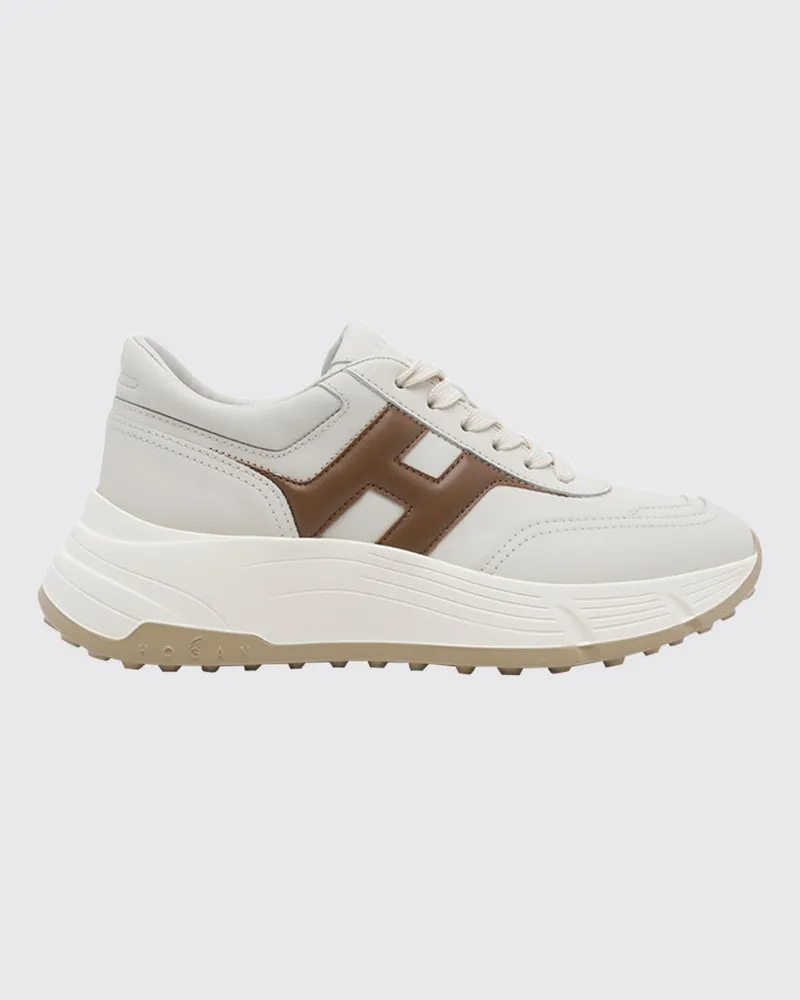 Hogan Hi-Fi Leder-Sneakers mit kontrastierendem H-Logo und Chunky-Sohle Weiß