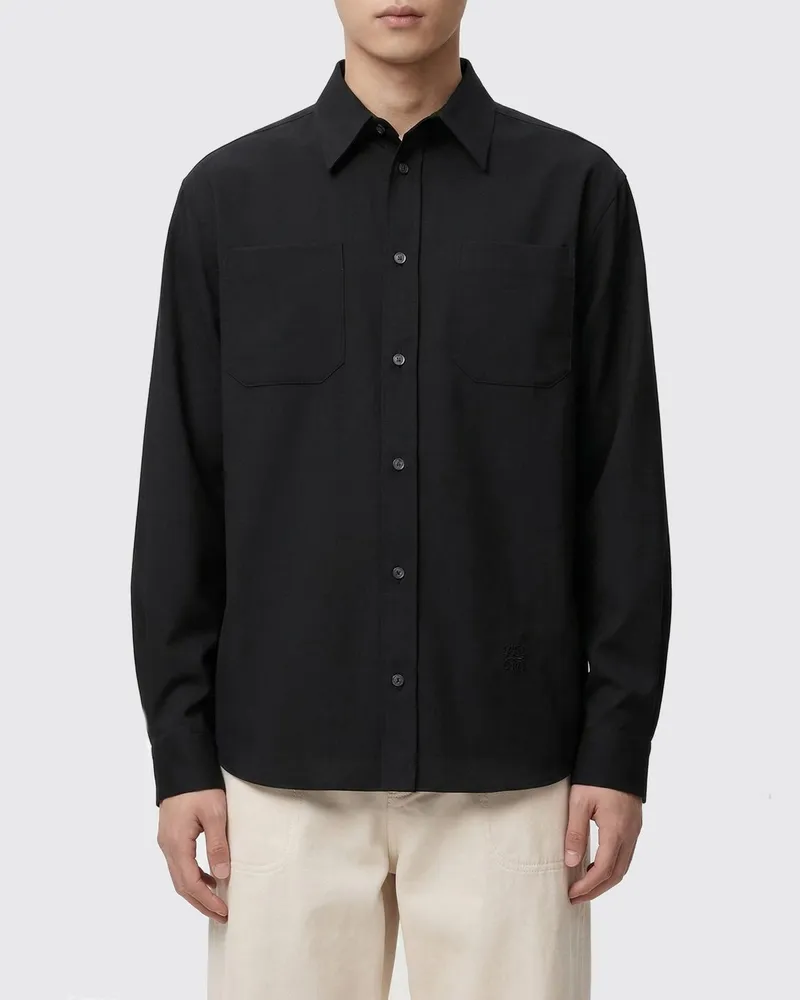 Loewe Klassisches Wollhemd Schwarz