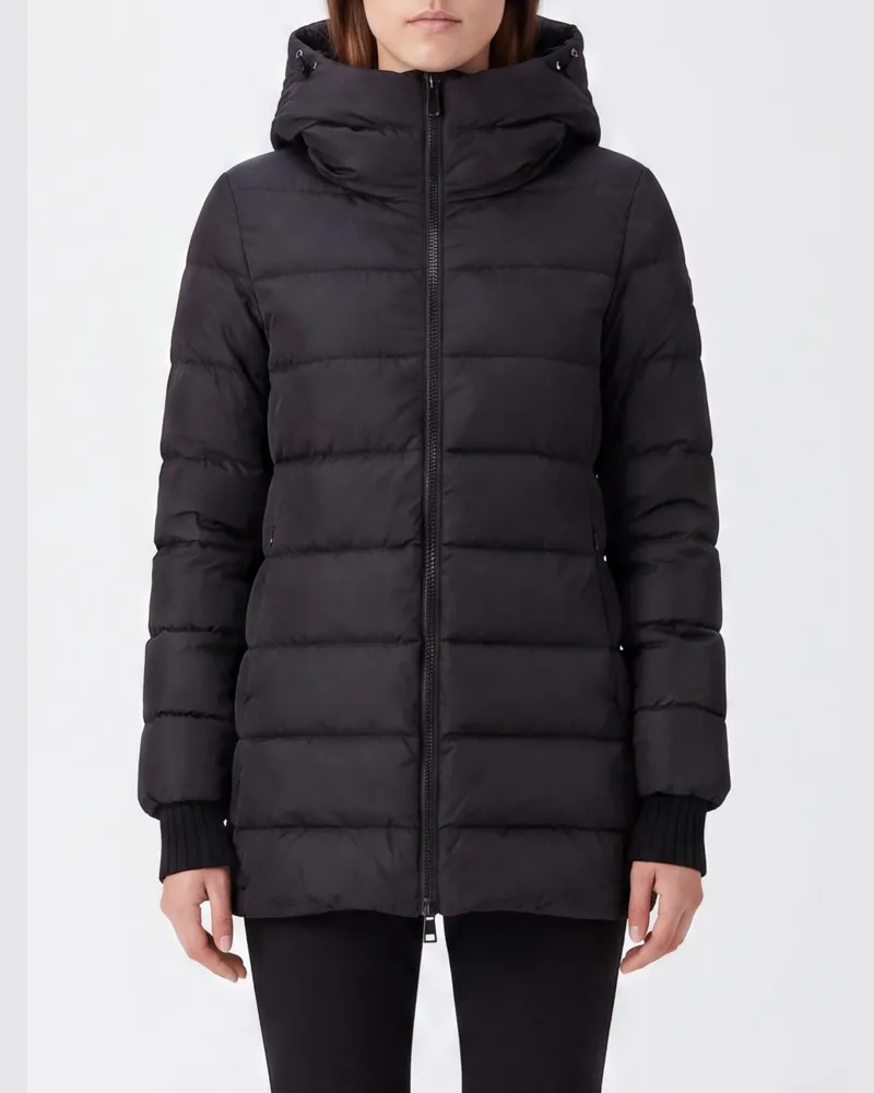 Herno Kurze A-Shape Daunenjacke aus wasserabweisendem Nylon mit Kapuze Schwarz