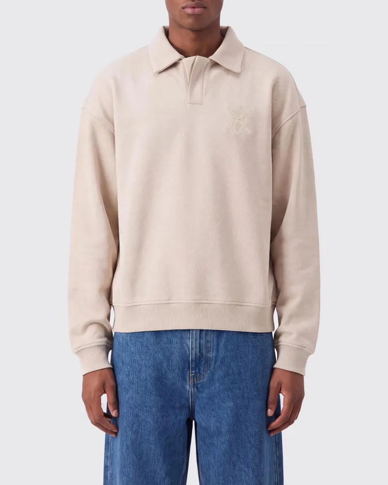 Daily Paper Polo-Sweatshirt von aus Baumwolle mit Ton-in-Ton-Logo Beige