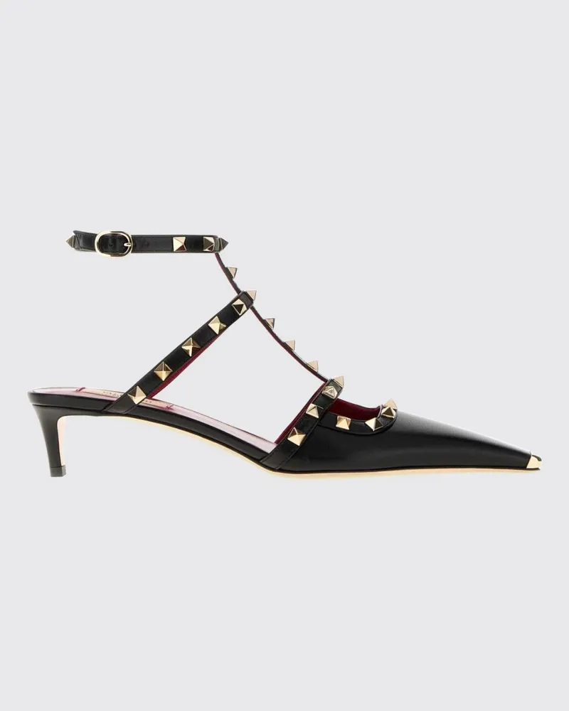 Valentino Garavani Rockstud Slingback-Pumps aus Leder mit niedrigem Stilettoabsatz Schwarz