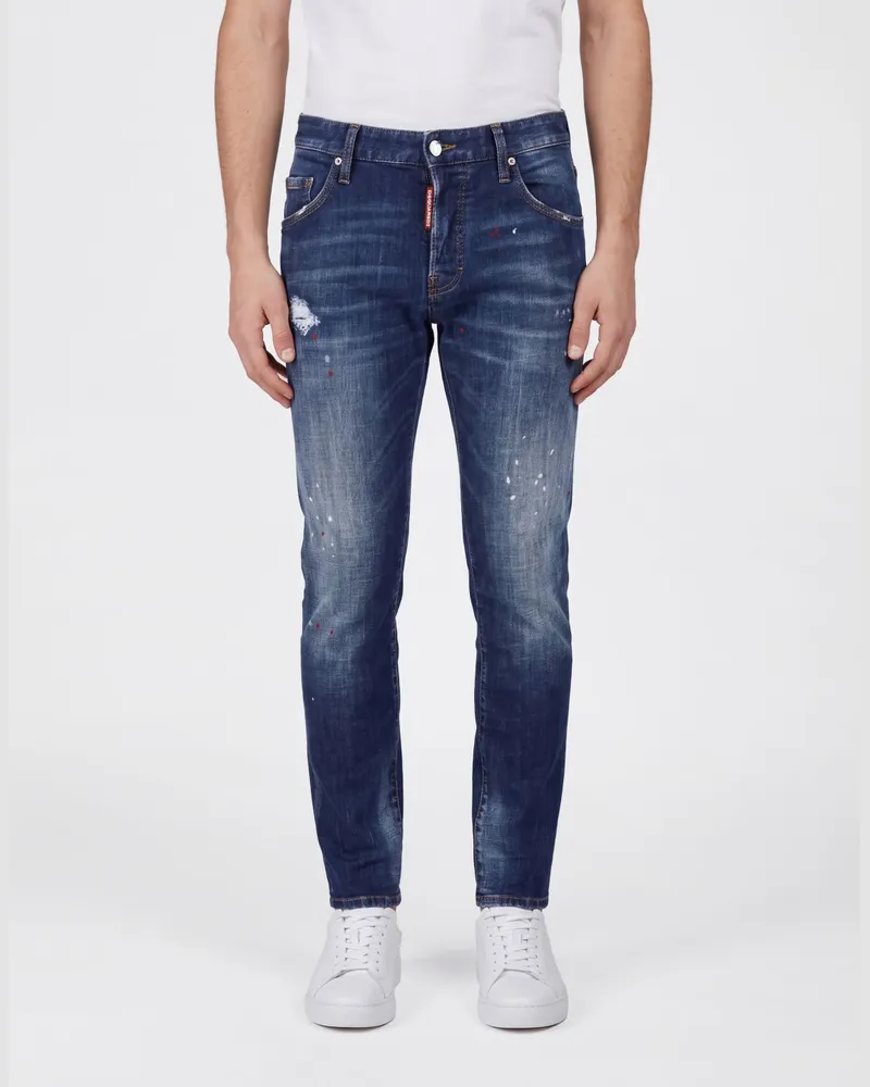 Dsquared2 Skater Skinny-Fit Stretch-Denim-Jeans mit Used-Effekt Navy