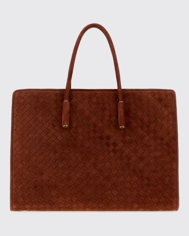 Bottega Veneta Barbara Schultertasche aus Veloursleder mit Webmuster Rostbraun