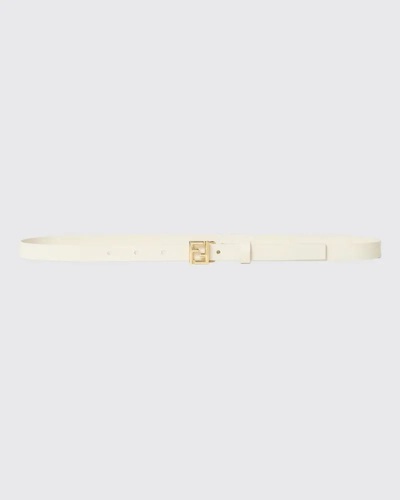 Fendi Schmaler Gürtel aus Kalbsleder mit FF-Monogramm-Schnalle Beige