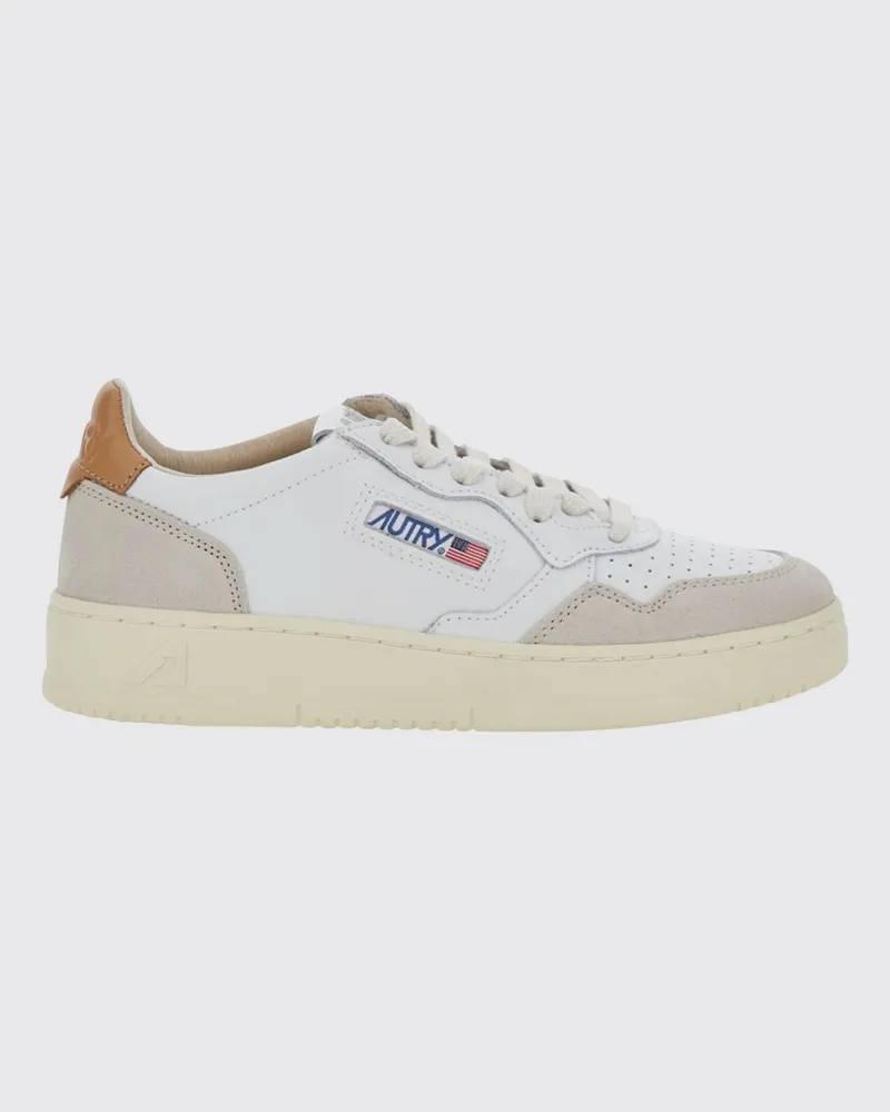 AUTRY Medalist Low Bicolor-Ledersneaker mit perforierter Spitze Milch