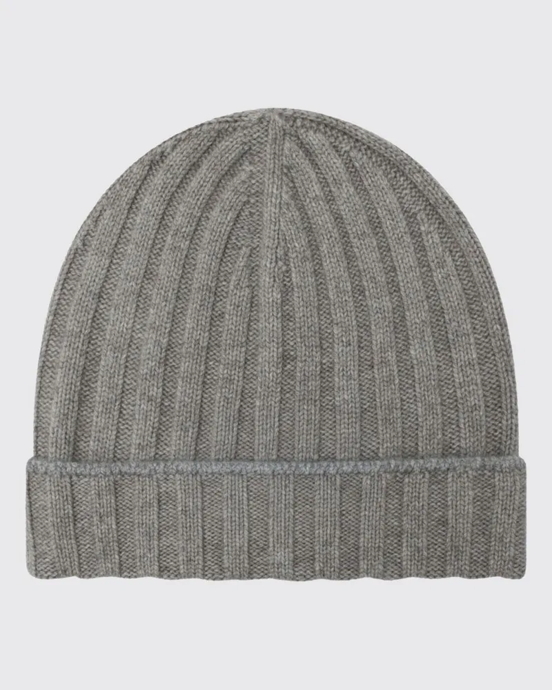 Brunello Cucinelli Rippstrick-Beanie aus reinem Kaschmir Grau
