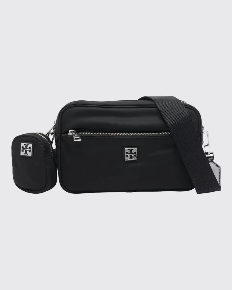 Tory Burch Virginia Umhängetasche aus recyceltem Nylon mit Etui Schwarz