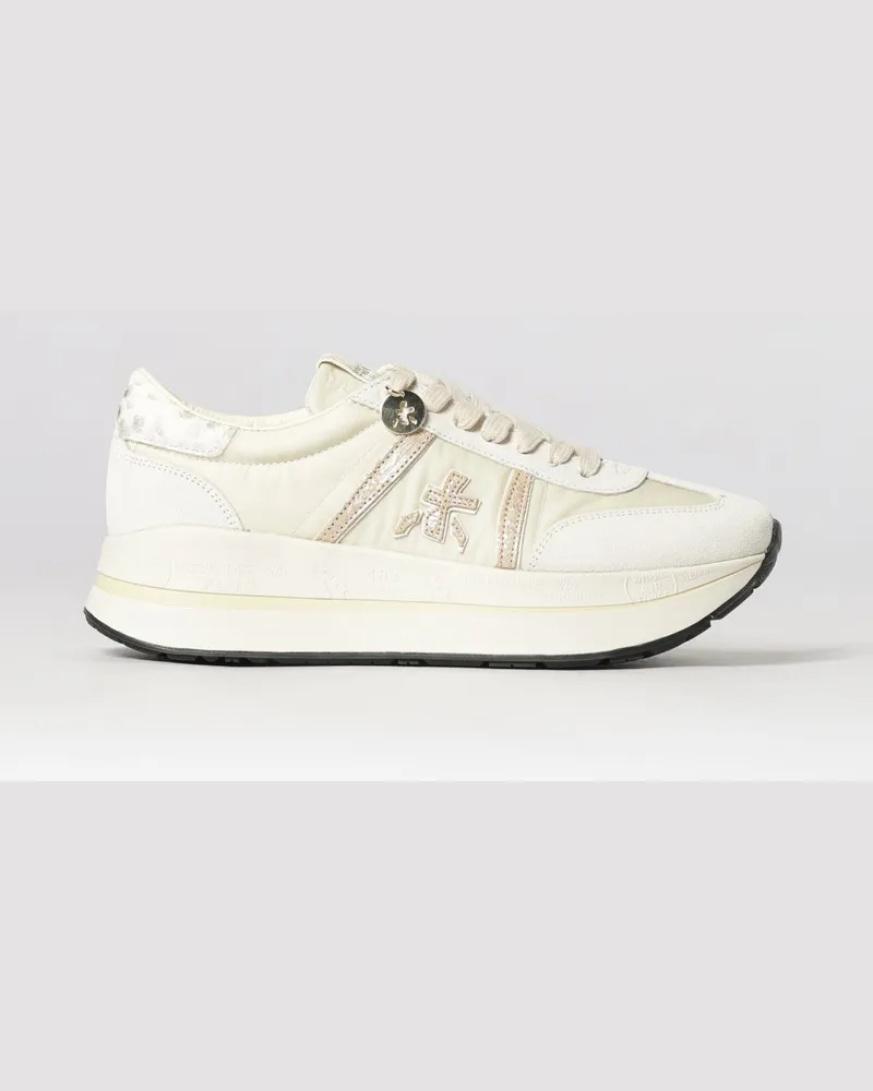 Premiata Bethcoin Wildleder- und Mesh-Sneakers Weiß