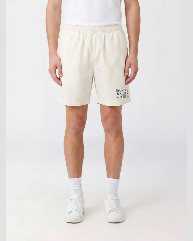 SPORTY & RICH SPORTY  RICH Sport-Shorts Sporty & Rich aus Baumwolle mit elastischem Bund und Logo Weiß
