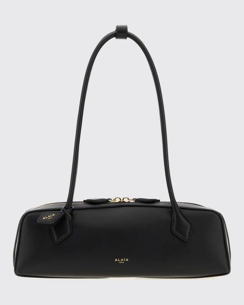 Alaïa Mittlere Le Teckel Schultertasche aus Leder mit doppeltem Röhrengriff Schwarz