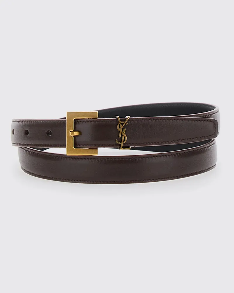 Saint Laurent Cassandre Gürtel aus Kalbsleder mit YSL-Monogramm-Schnalle Braun