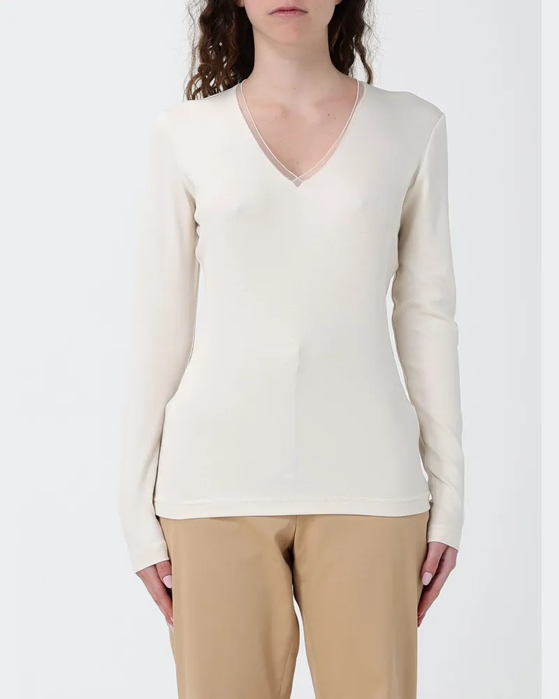 Fabiana Filippi V-Ausschnitt Strick aus Baumwolle Ivory