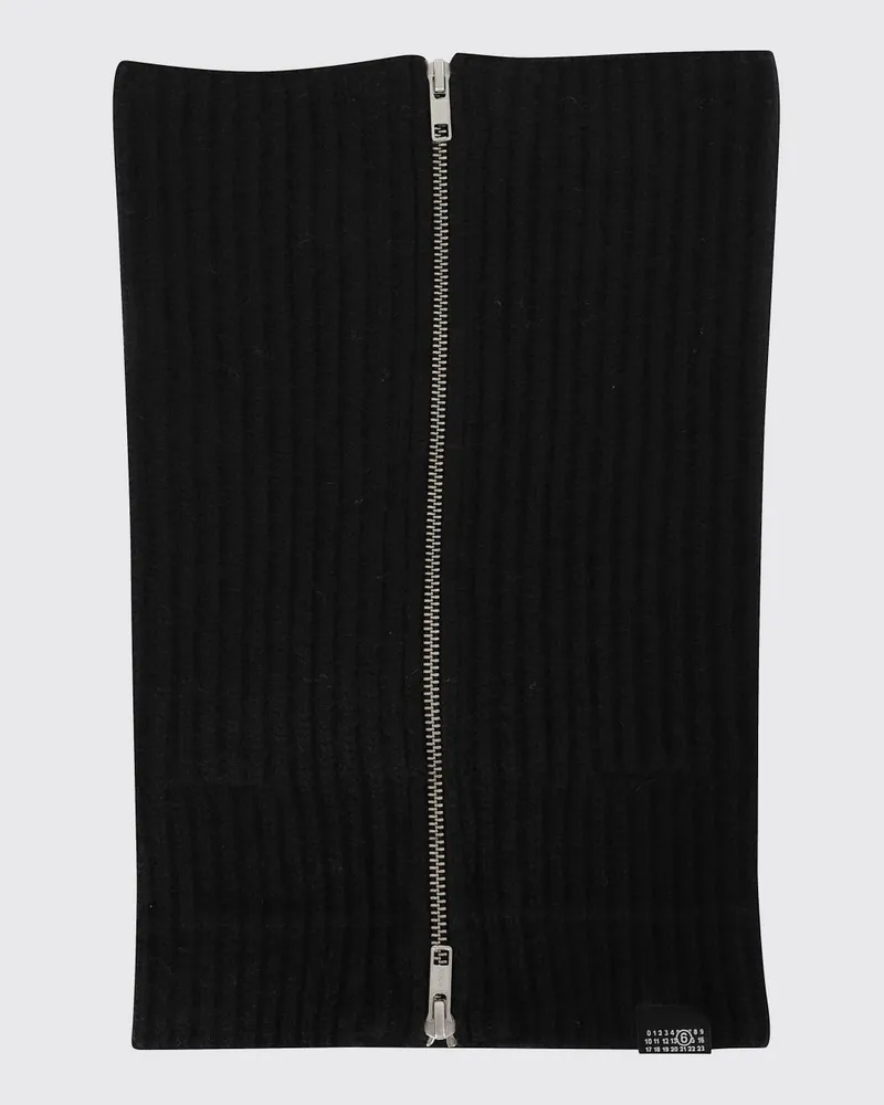 Maison Margiela Gerippter Woll-Halswärmer von mit Reißverschluss und appliziertem Logo Schwarz