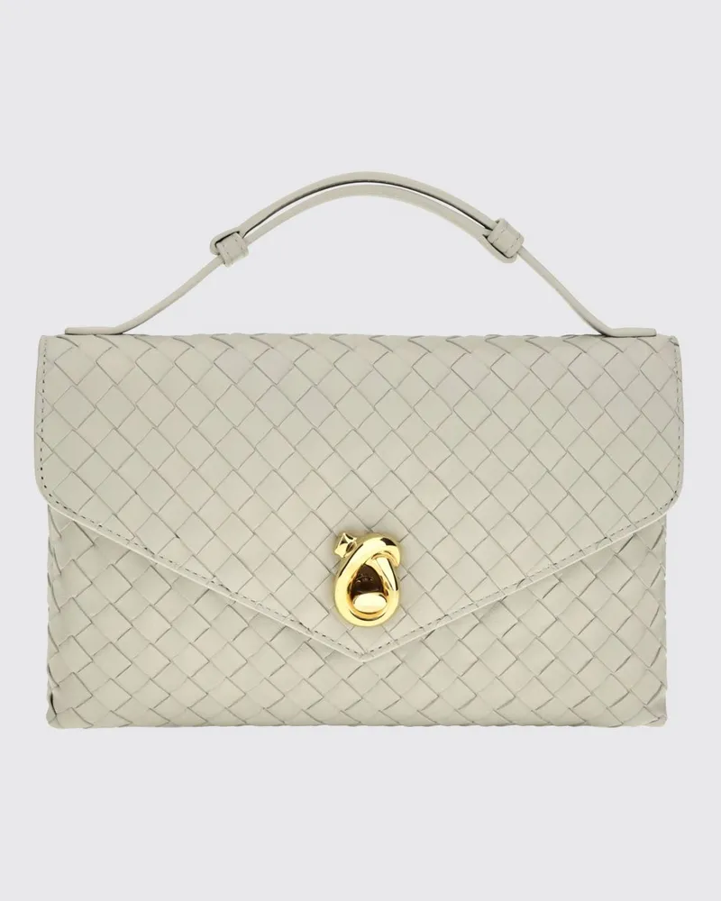 Bottega Veneta Kleine Knot Lock Henkeltasche aus Intrecciato-Leder von Grau
