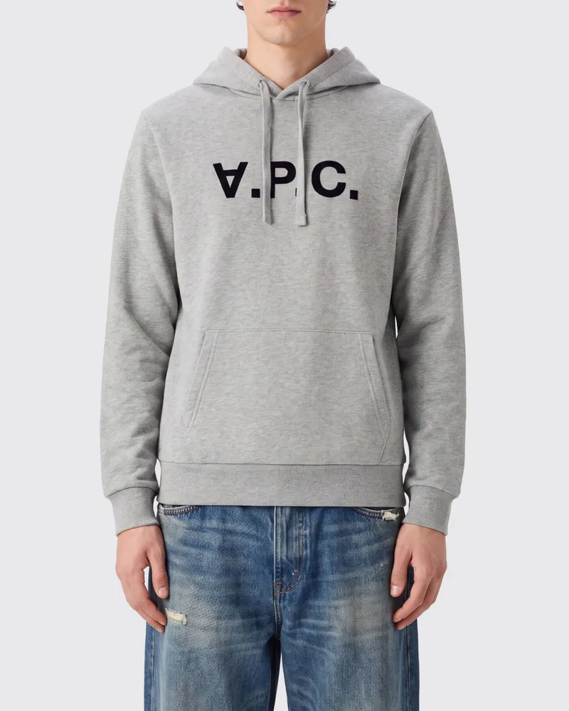 A.P.C. Hoodie aus Baumwolle mit Logo und Kängurutasche Navy