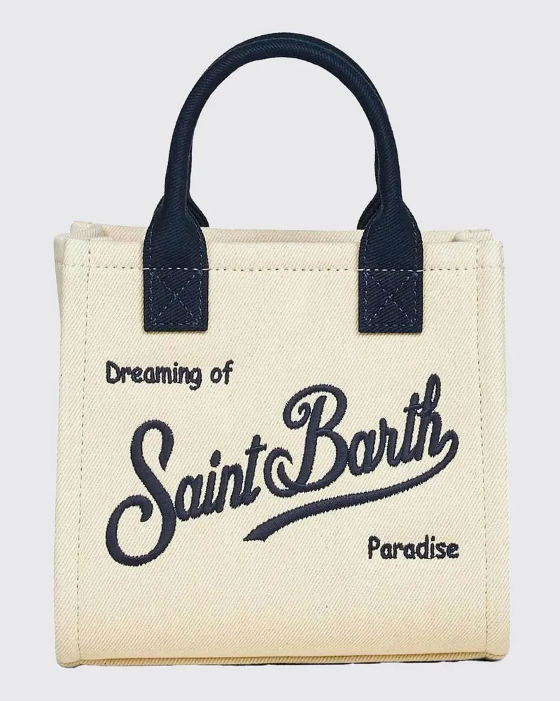 MC2 Saint Barth Vanity-Tasche aus Baumwolltwill mit gesticktem Logo Weiß
