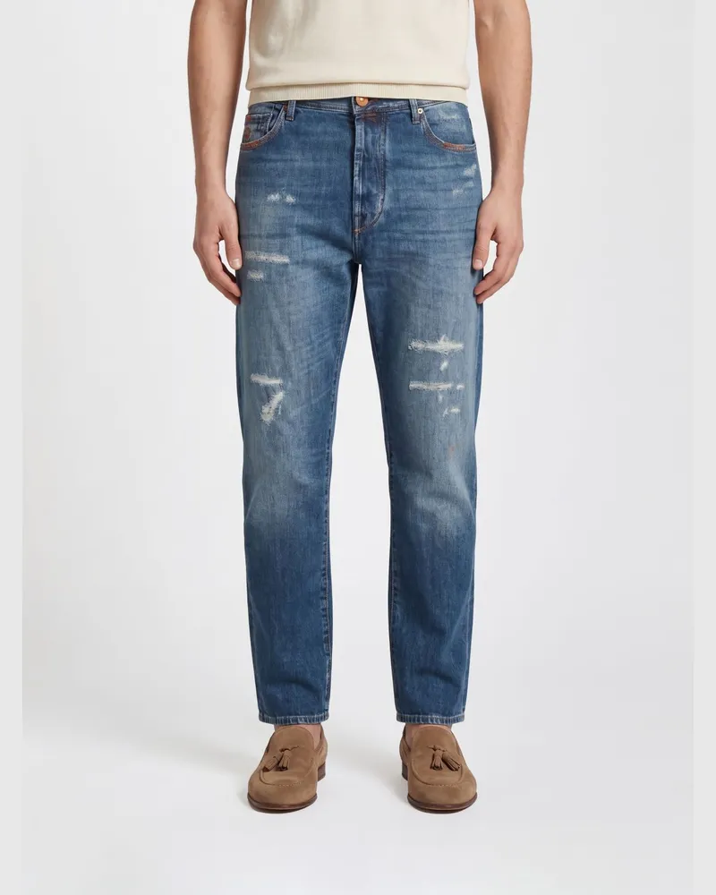 Jacob Cohën Straight-Fit Five-Pocket-Jeans von aus Distressed-Denim Blau