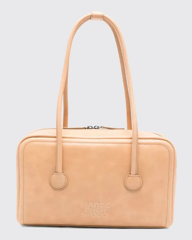 Marge Sherwood Boston Schultertasche aus Glattleder mit doppeltem Henkel Camel