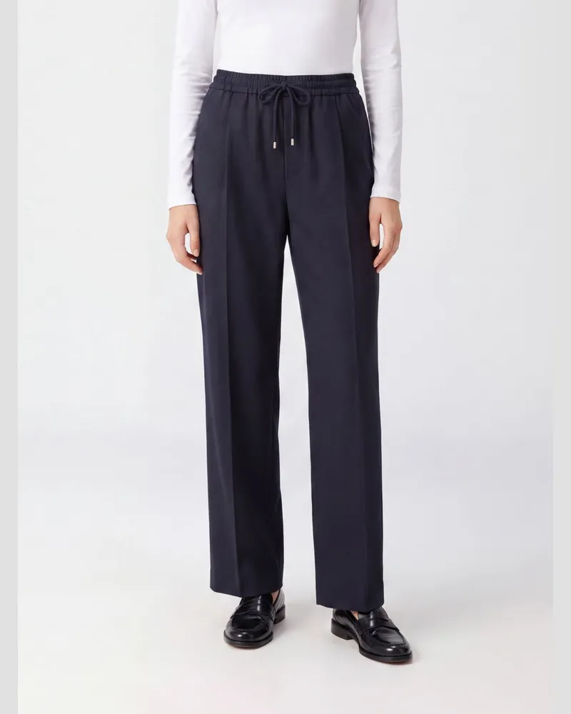 Briglia 1949 Straight-Leg-Hose aus Schurwolle und Kaschmir mit Kordelzug Blau