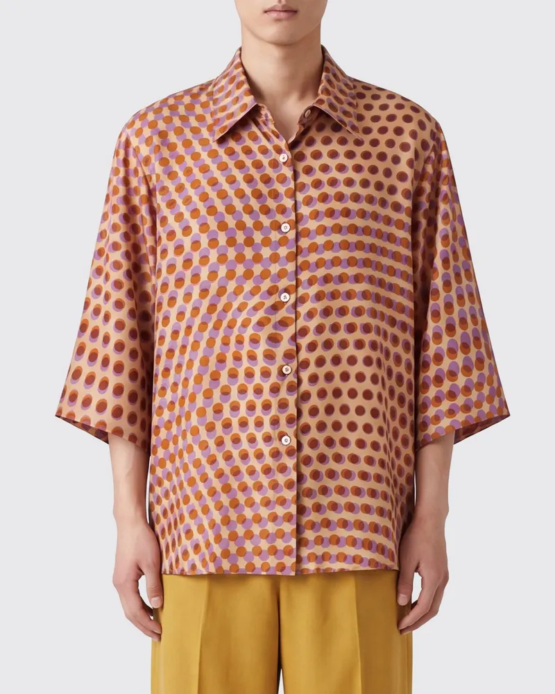 Dries van Noten Locker geschnittenes Hemd aus Baumwollpopeline mit Tupfen von Bunt