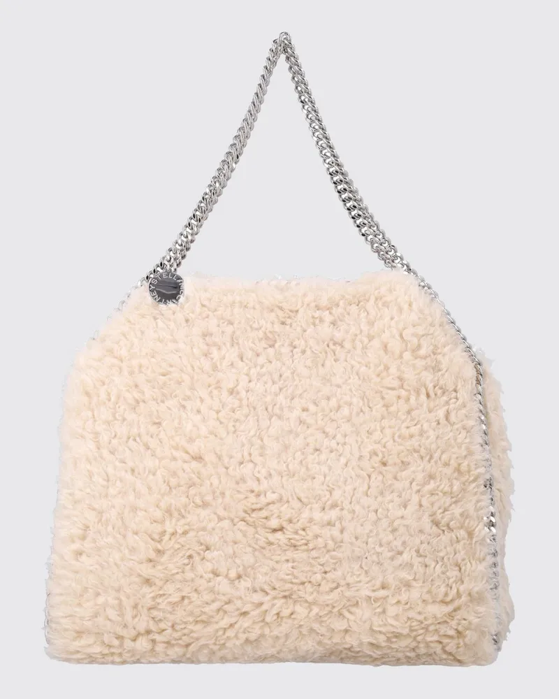 Stella McCartney Falabella Tote-Tasche aus veganem Shearling mit Kettengriff Weiß
