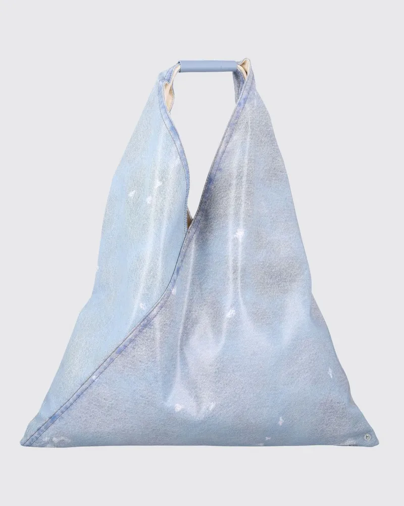Maison Margiela Japanese Tasche aus Leder mit Denim-Print Blau