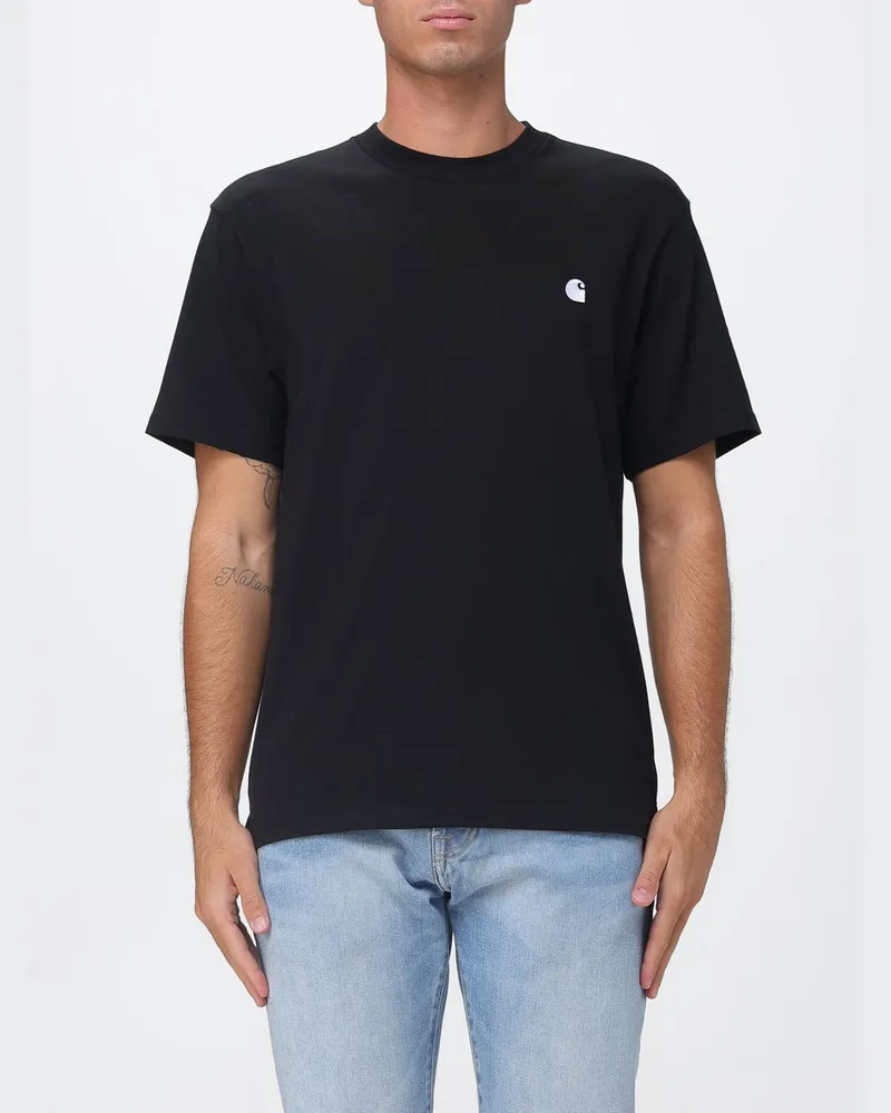 Carhartt WIP Madison Baumwoll-T-Shirt mit gesticktem Logo auf der Brust Schwarz