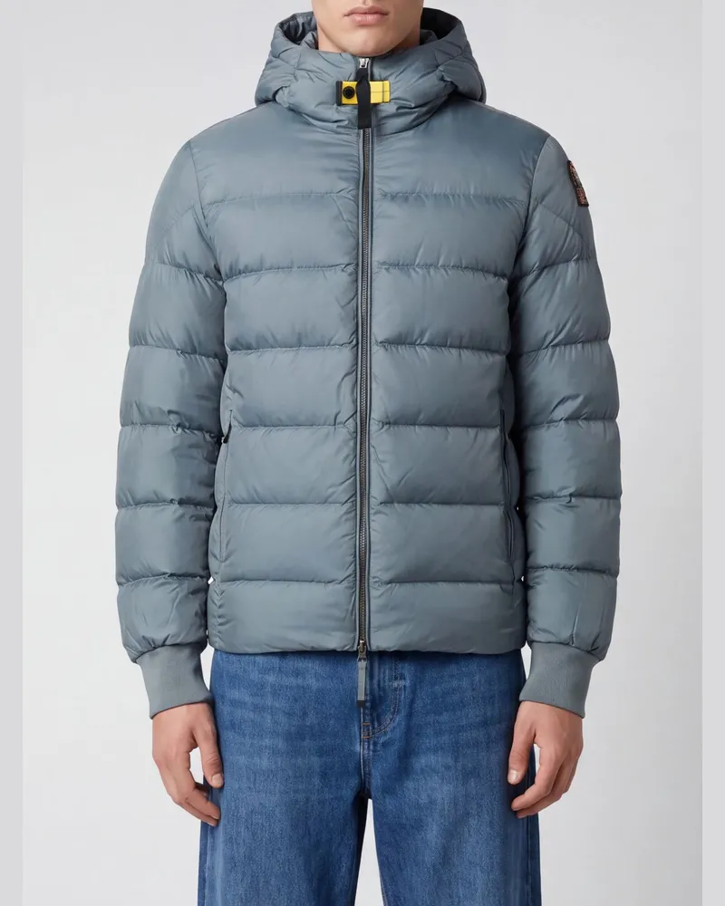 Parajumpers Kurze gesteppte Nylon-Daunenjacke mit Kapuze und Reißverschluss Grün