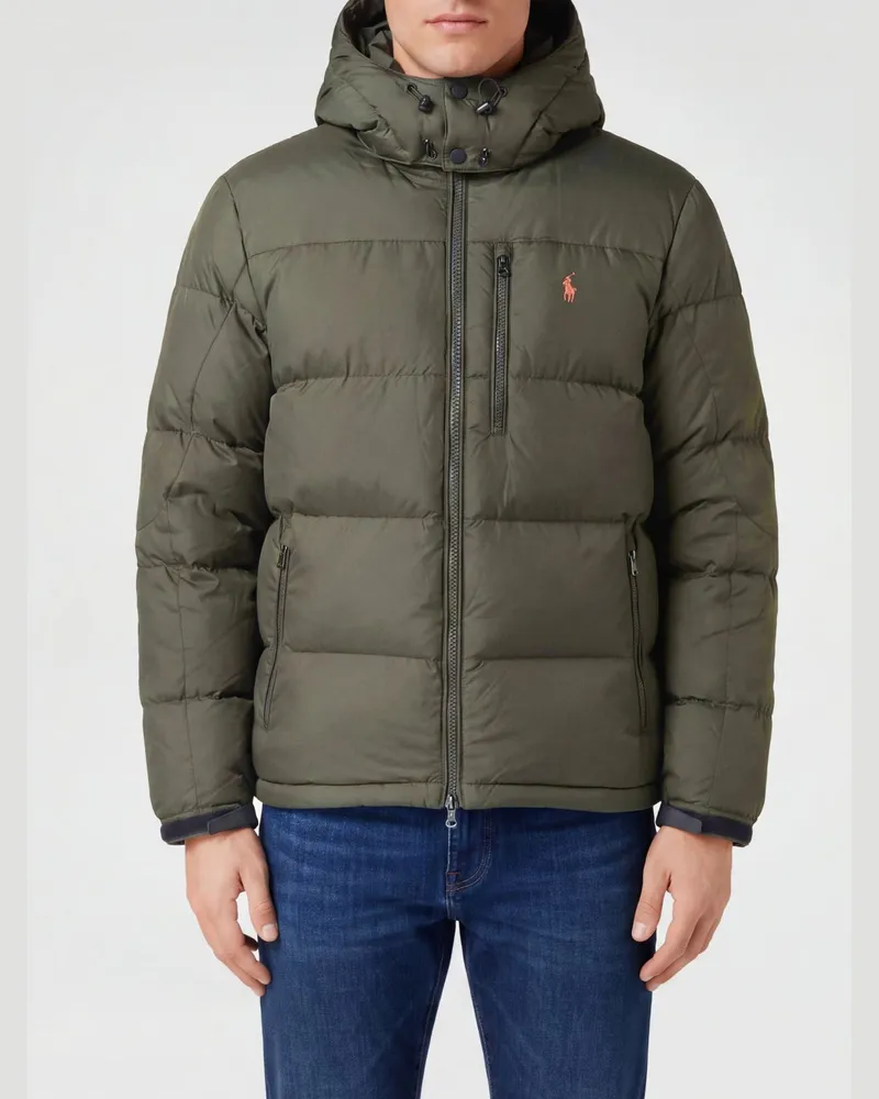 Ralph Lauren Gorham Gesteppte Nylon-Daunenjacke mit Kapuze und Pony-Logo Grün