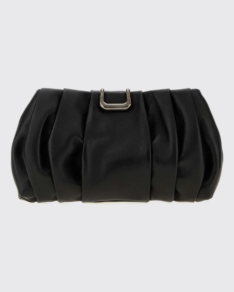 Brunello Cucinelli Gedrapte Leder-Clutch von mit Schnappverschluss Schwarz