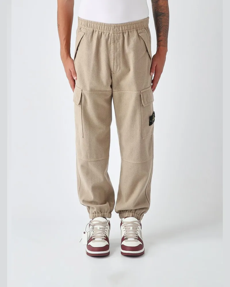 Stone Island Cargo-Hose von aus Wollmischung mit Compass-Logo-Patch Biscuit