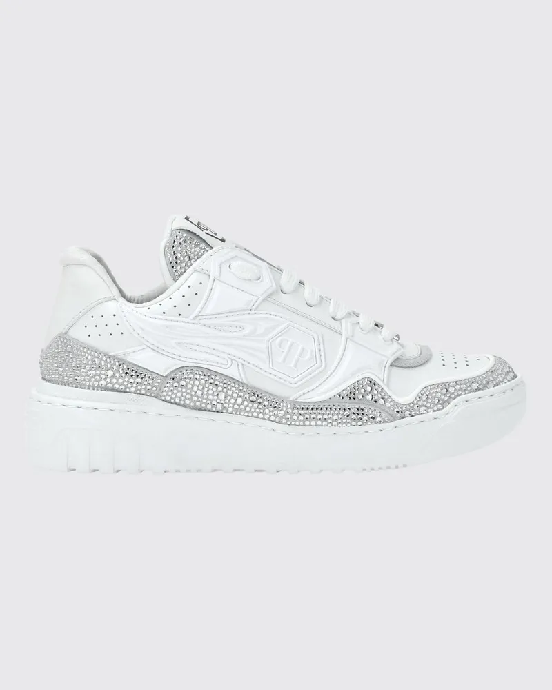 Philipp Plein Sneakers aus Leder und Strass Weiß