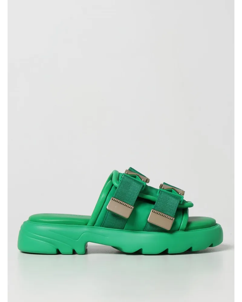 Bottega Veneta Flash Flat Sandale aus Gummi und Canvas Grün