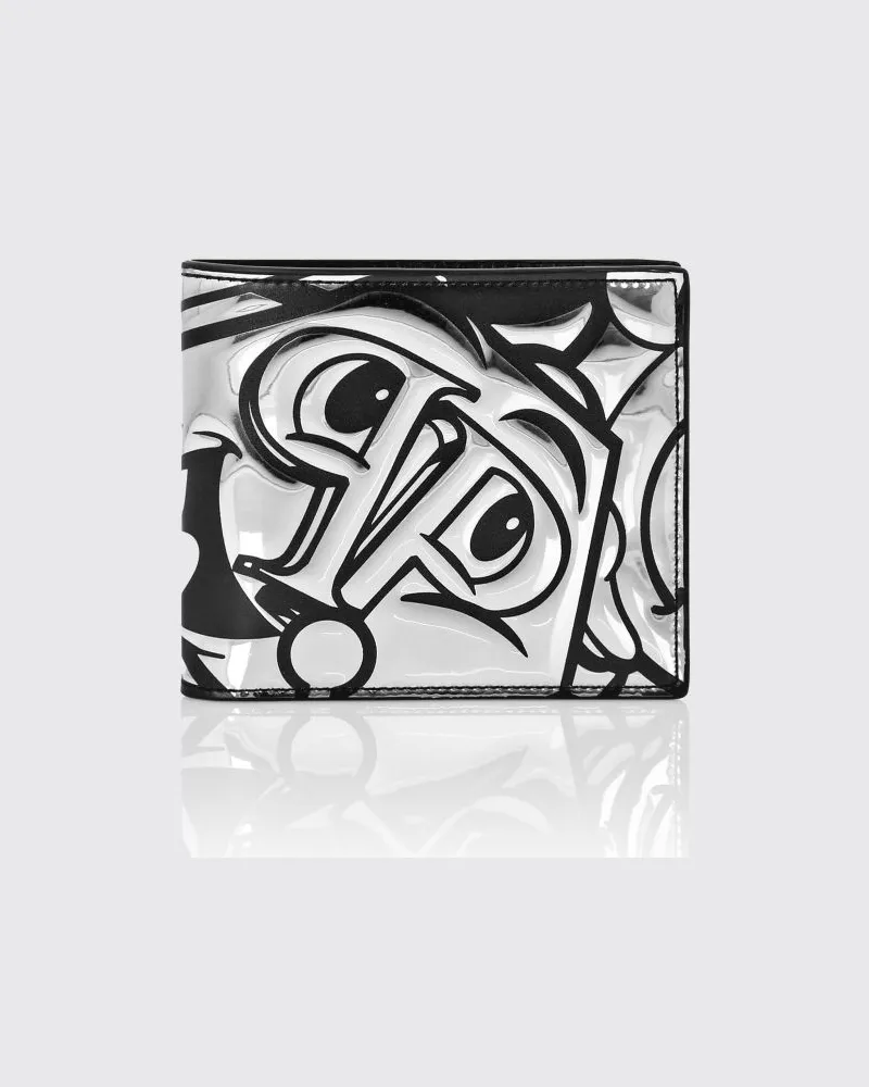 Philipp Plein Smile Brieftasche aus Kalbsleder Silber