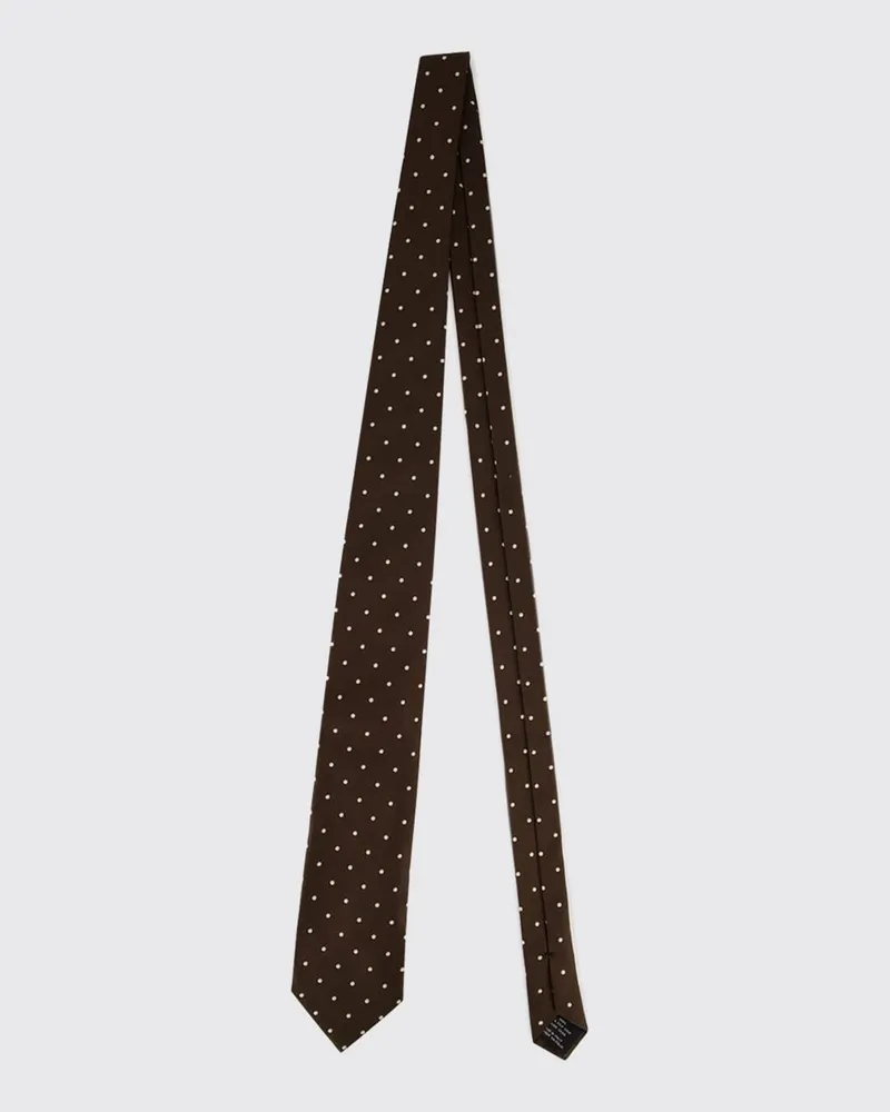Tom Ford Klassische Krawatte aus reiner Jacquard-Seide mit Polka-Dot-Muster Braun