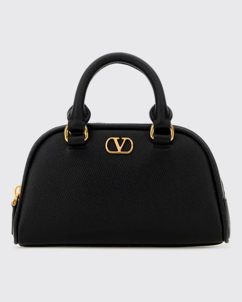 Valentino Garavani VLogo Signature Tasche aus genarbtem Leder Schwarz