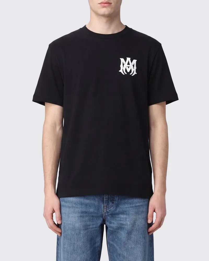 Amiri Relaxed Fit Baumwoll-T-Shirt mit überschnittenen Schultern und Logo Schwarz
