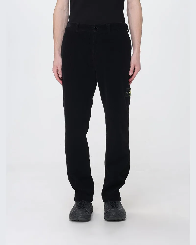 Stone Island Chino-Hose aus Samt mit Compass-Logo-Patch Schwarz