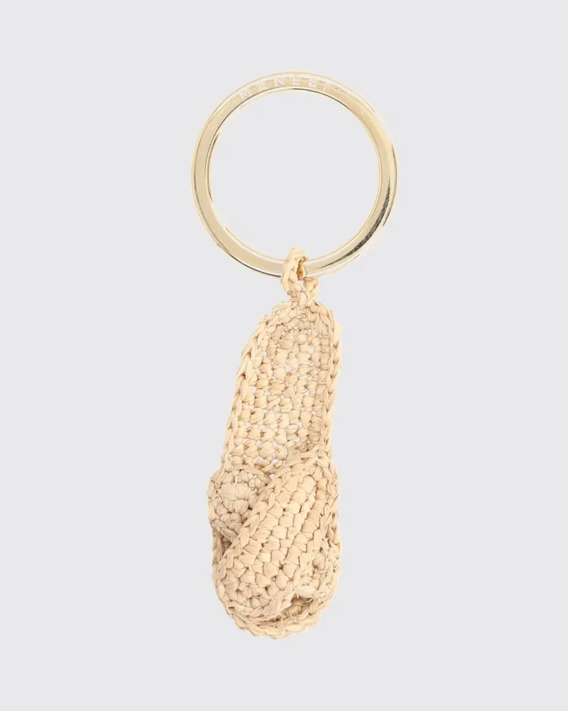 Manebí Espa Schlüsselanhänger aus beigefarbener Häkel-Raffia mit graviertem Logo Beige