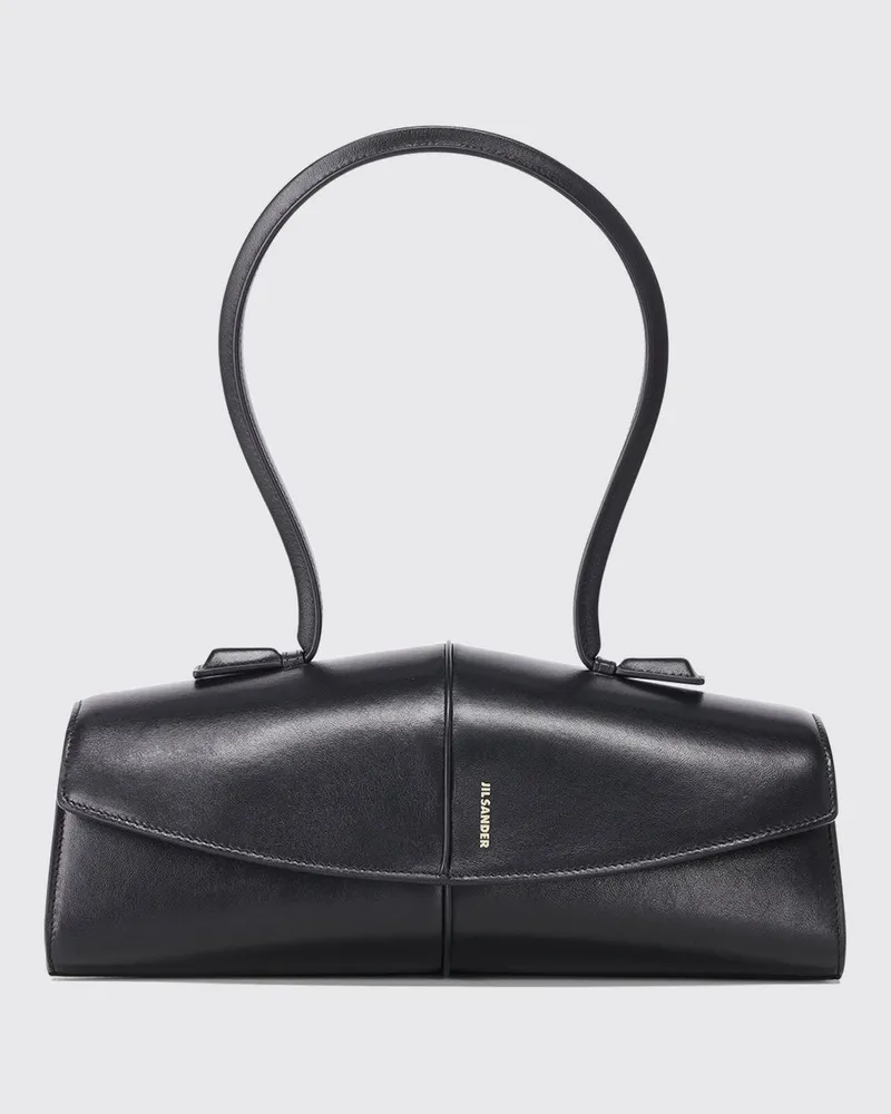 Jil Sander Linea Schultertasche aus Lammleder mit röhrenförmigem Henkel Schwarz