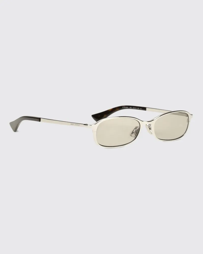 Saint Laurent Abgerundete Sonnenbrille aus Metall und Acetat mit graviertem Logo Stahl