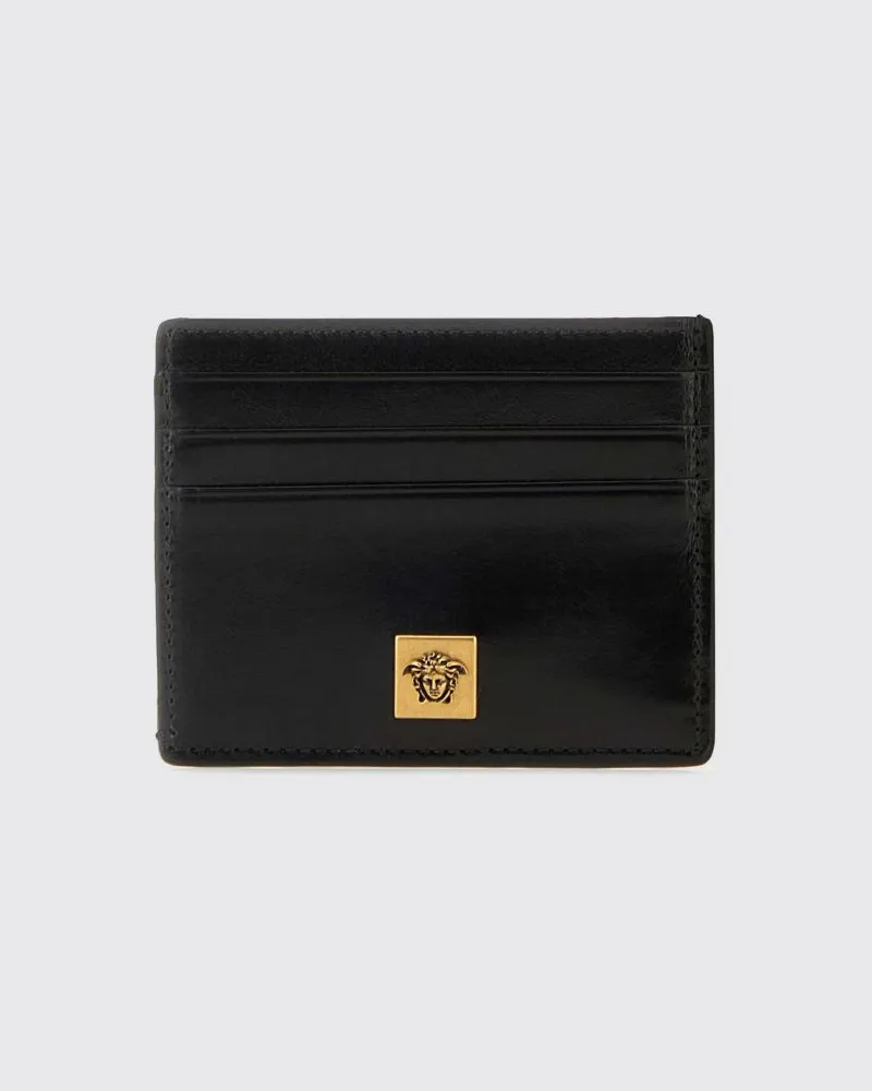 Versace Kartenetui aus Leder mit Medusa-Plakette und sechs Kartenfächern Schwarz