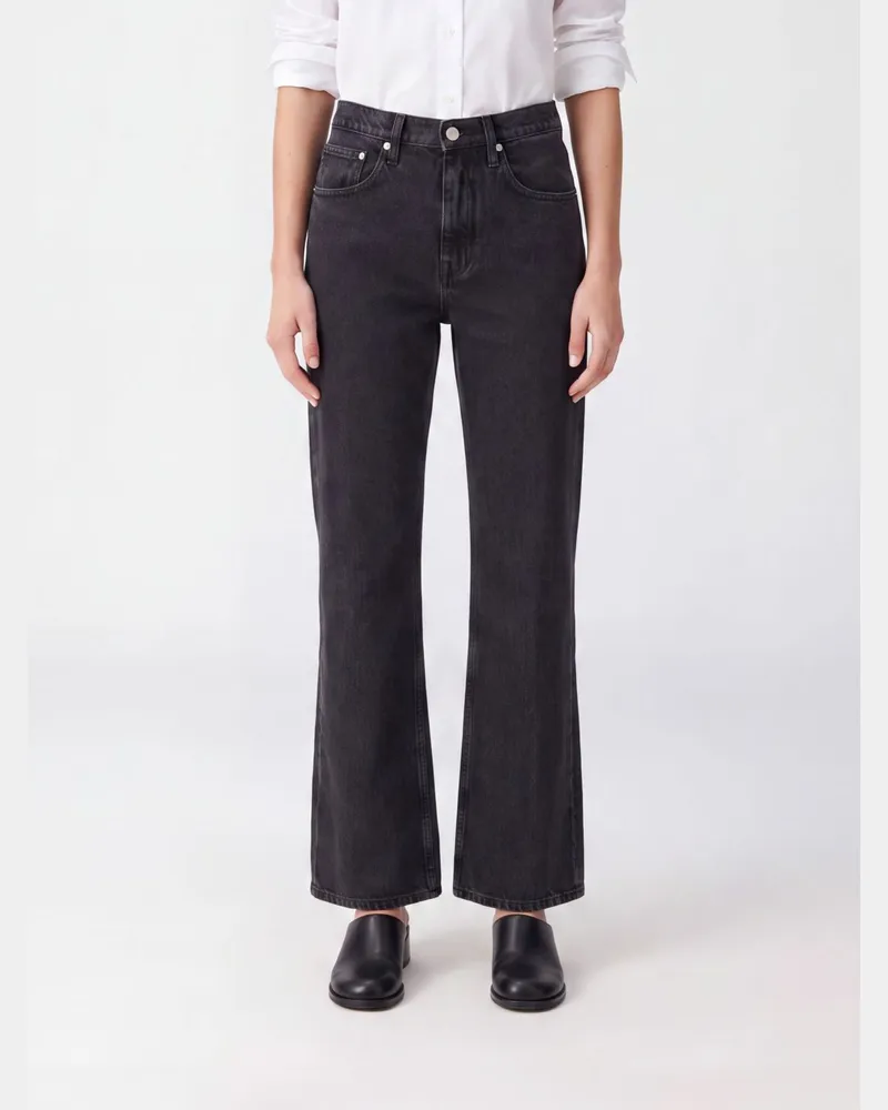 Jil Sander Mittelhohe Flared-Jeans aus Baumwolldenim mit Reißverschluss Schwarz
