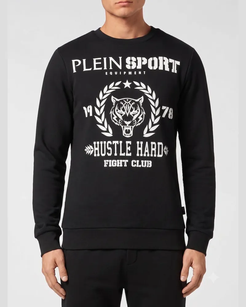 Philipp Plein Slim-Fit Baumwoll-Sweatshirt mit Rundhalsausschnitt und Grafikprint Weiß