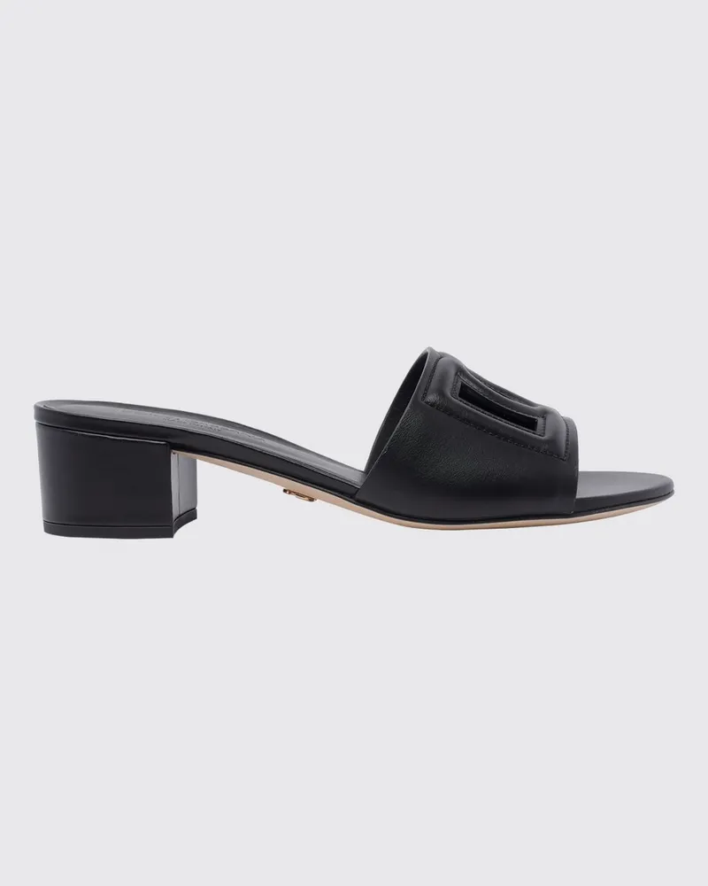 Dolce & Gabbana DOLCE  GABBANA Kalbsleder-Mules mit ausgeschnittenem DG-Monogramm von Dolce & Gabbana Schwarz