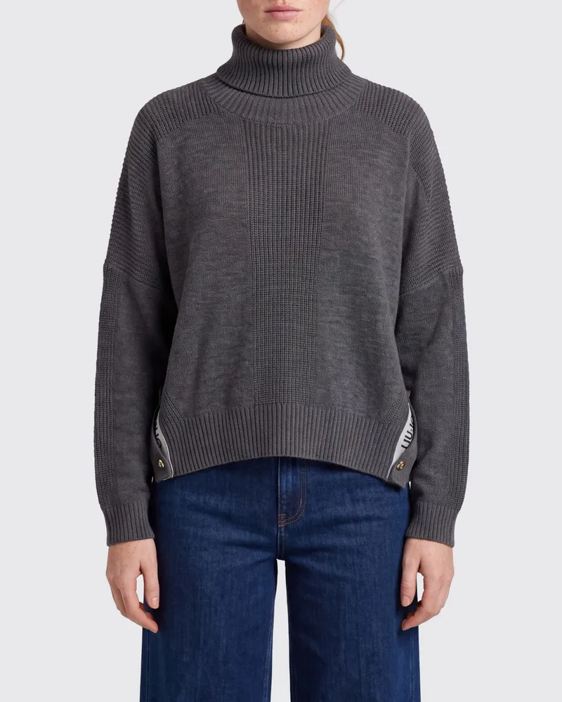 Liu Jo Rollkragenpullover aus Wollmischung mit Logo-Knöpfen Grau