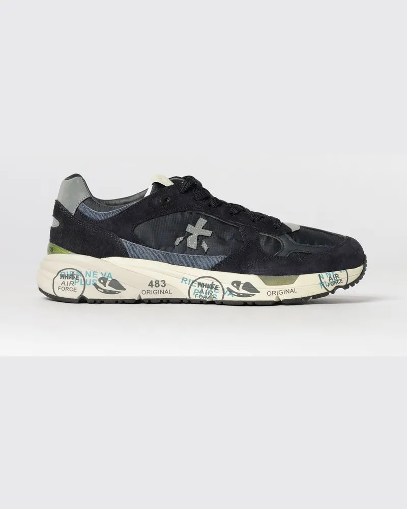 Premiata Mase Wildleder- und Canvas-Sneakers Blau