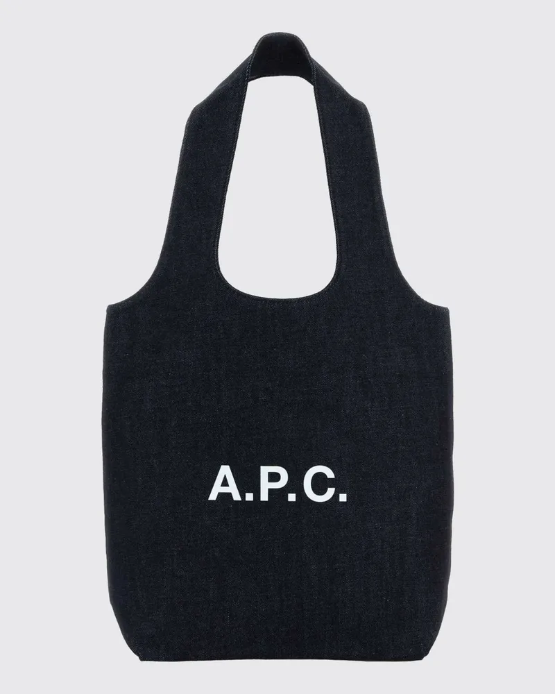 A.P.C. Kleine Tote-Bag Ninon aus Baumwolldenim mit kontrastierendem Logo-Print Indigo