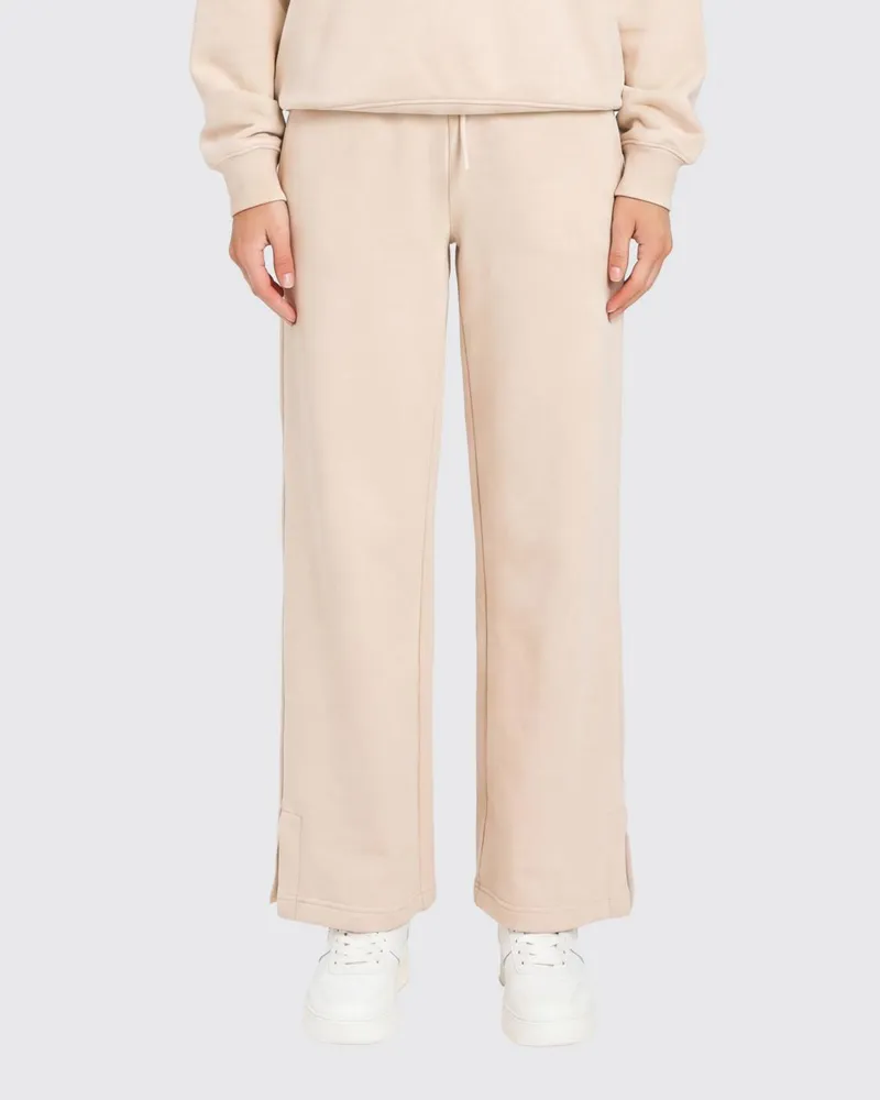 Twin-Set Jogginghose aus Baumwolle mit geradem Bein und elastischem Bund Beige